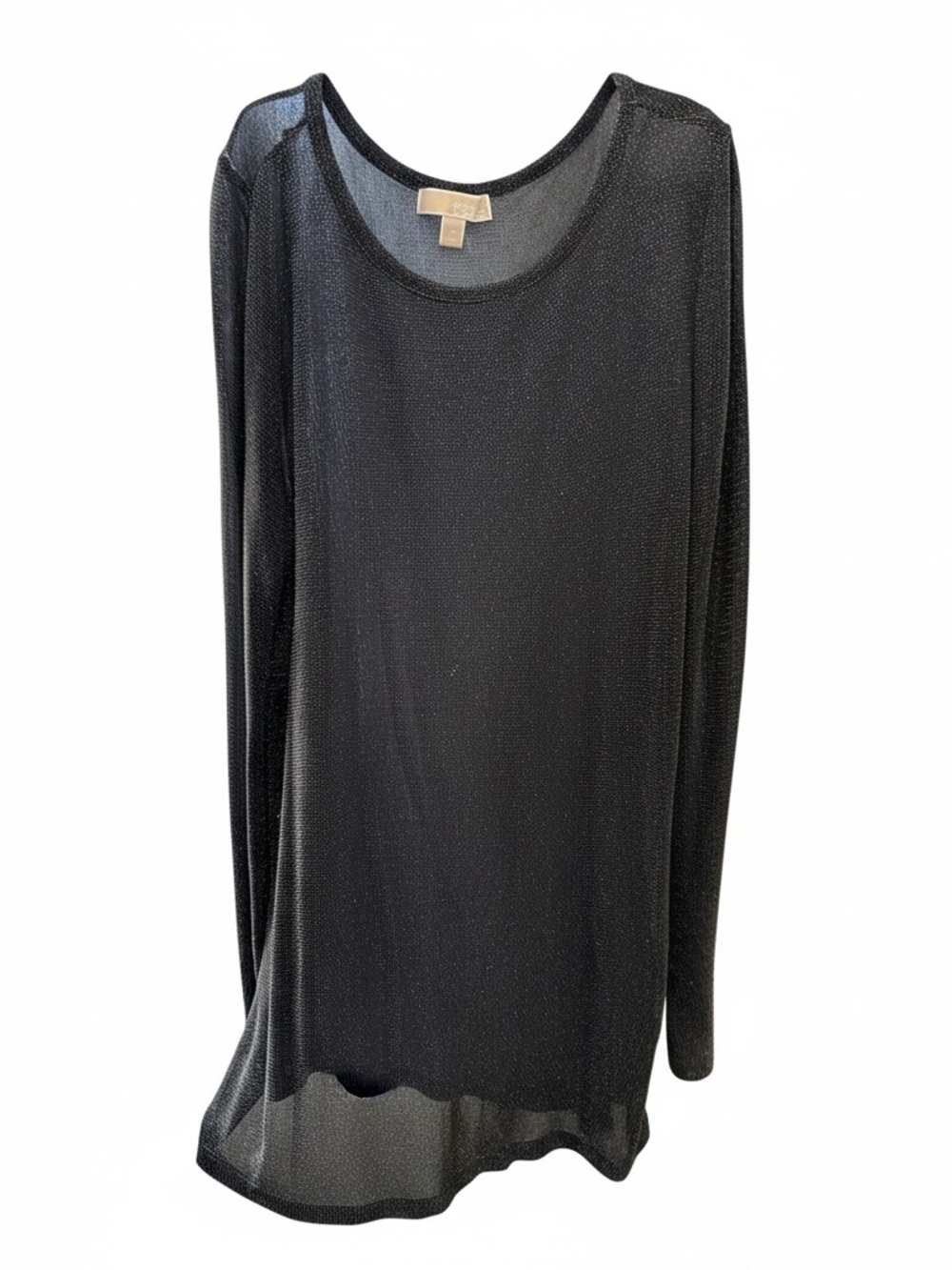 MICHAEL Michael Kors Black Metallic Long Sleeve Scoop Neck Top